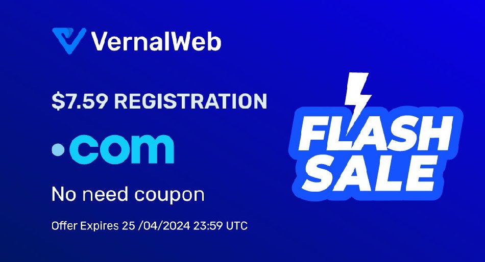 VernalWeb предлагает .COM-домены почти по цене чашки кофе