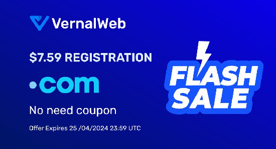 VernalWeb предлагает .COM-домены почти по цене чашки кофе